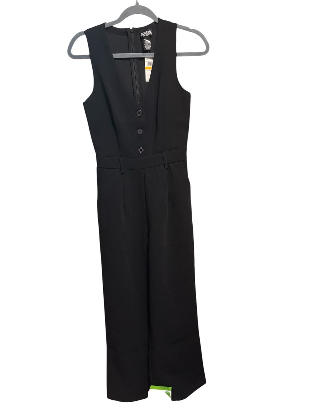 Rosie Harlow Women's Black Wide-Leg Button-Front Jumpsuit - Picture 4 of 9